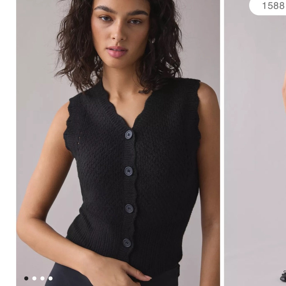 Urban Outfitters Black Sleeveless V-Neck Button-Front Knit Vest